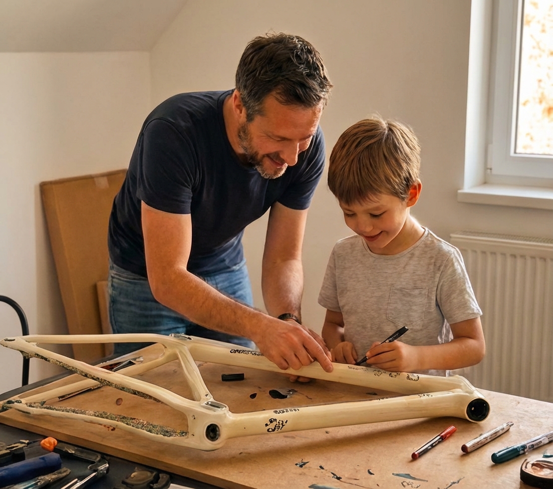 Painting the frame at home with markers